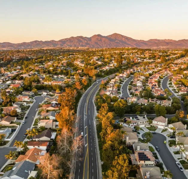 Mission Viejo suburban neighborhood with Saddleback Mountain in background