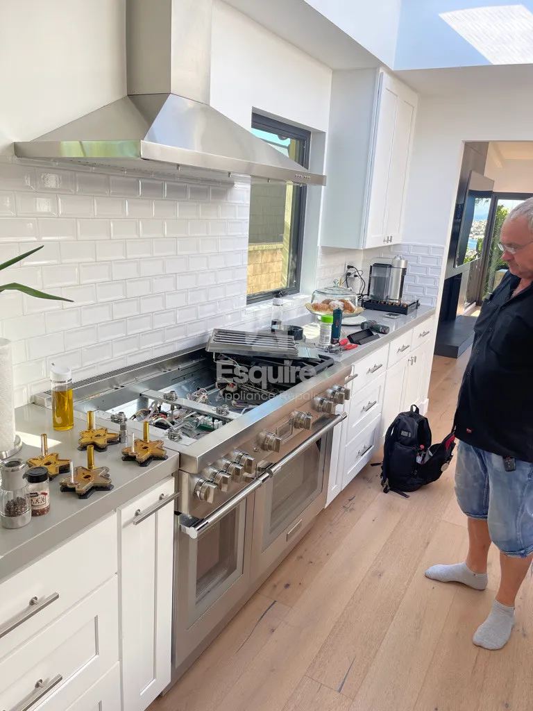 Stainless gas range with knobs and sealed burners