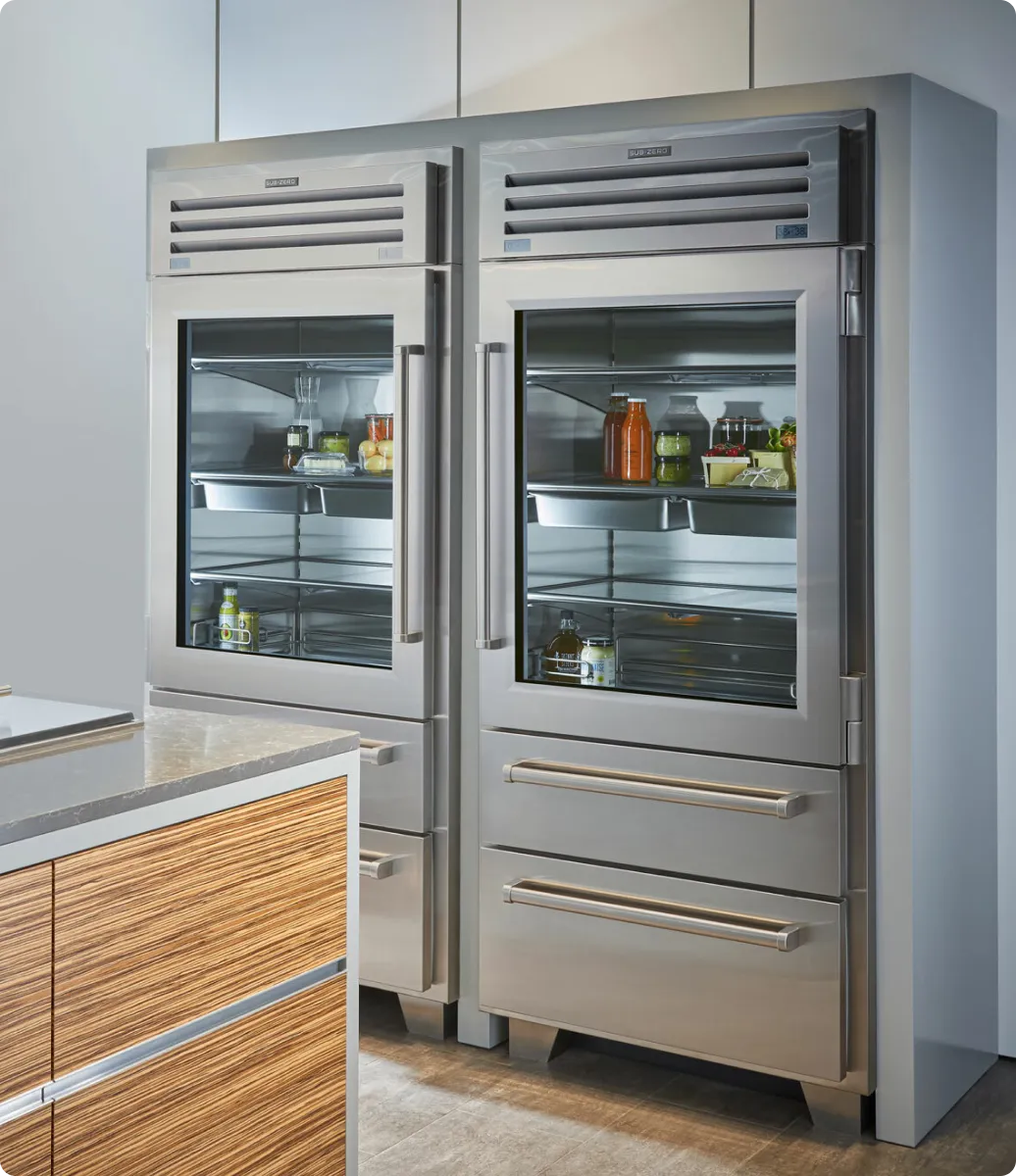 Sub-Zero built-in refrigerator integrated into a custom Orange County kitchen